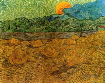 Abend Landschaft mit steigendem Mond Vincent van Gogh Ölgemälde